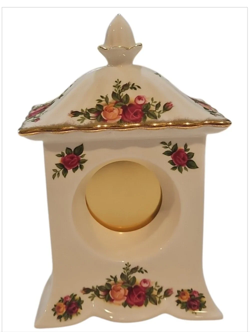 Royal Albert Cream Floral Table Clock with Gold Accents